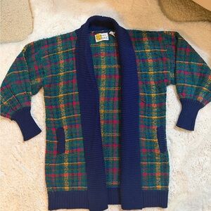 Vintage! Southern Classics Colorful Plaid Cardigan Sweater One Size